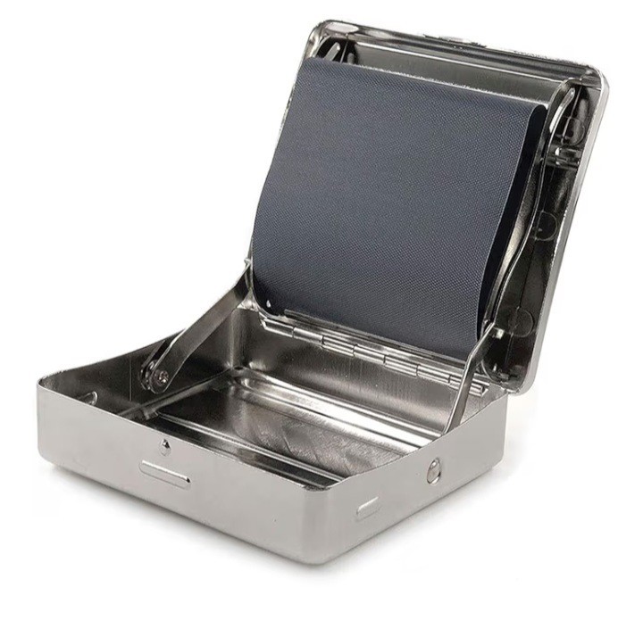 Silver Automatic Rolling Machine Tin Box Metal Roller Cigarette Tobacco Roll NEW