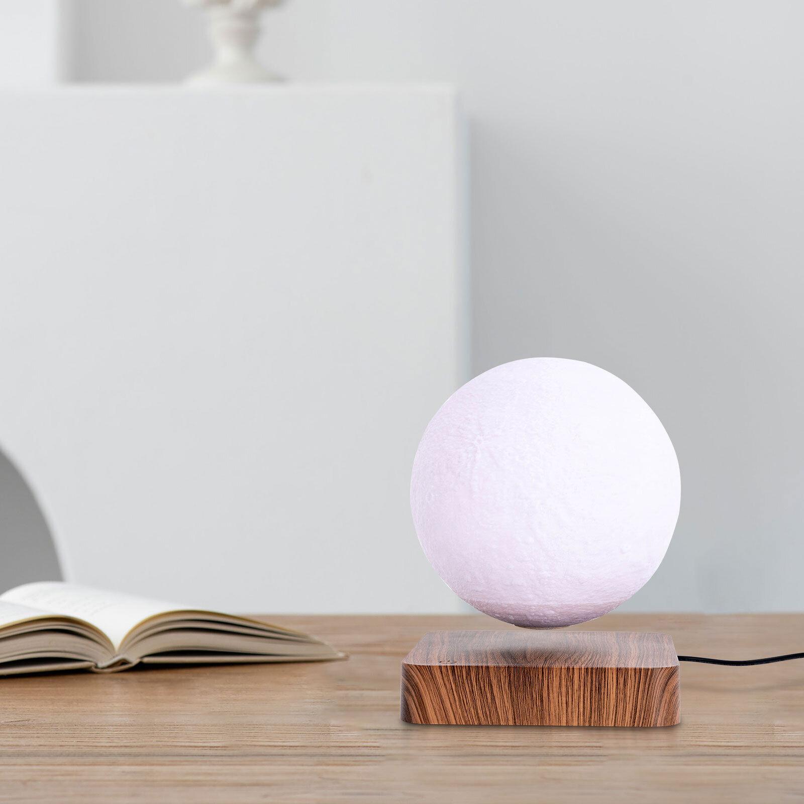 Magnetic Levitating 3D Printed Moon Lamp LED Night Light Touch Switch