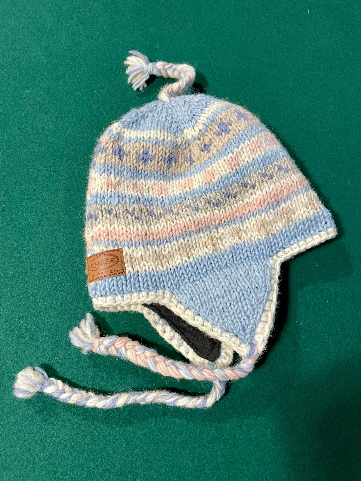 Kyber Outerwear Ear Flap Winter Hat Nepal 100% Wool Fleece Lined Multicolor