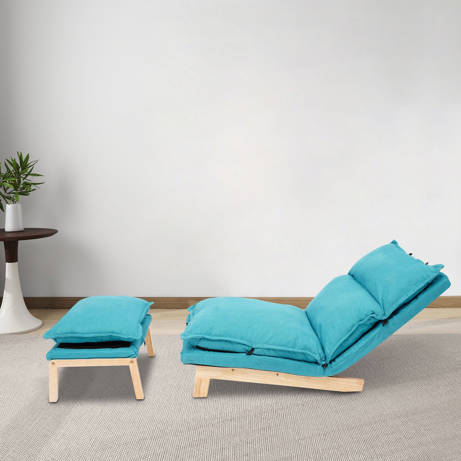 Blue Lounge Chair Single Lazy Sofa Leisure Balcony Adjustable Recliner