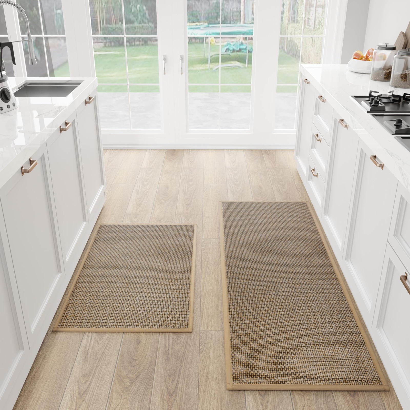 SUMLANS Kitchen Mat Set of 2 PCS, Cushioned Non Slip Rugs for Kitchen Floor, Abs