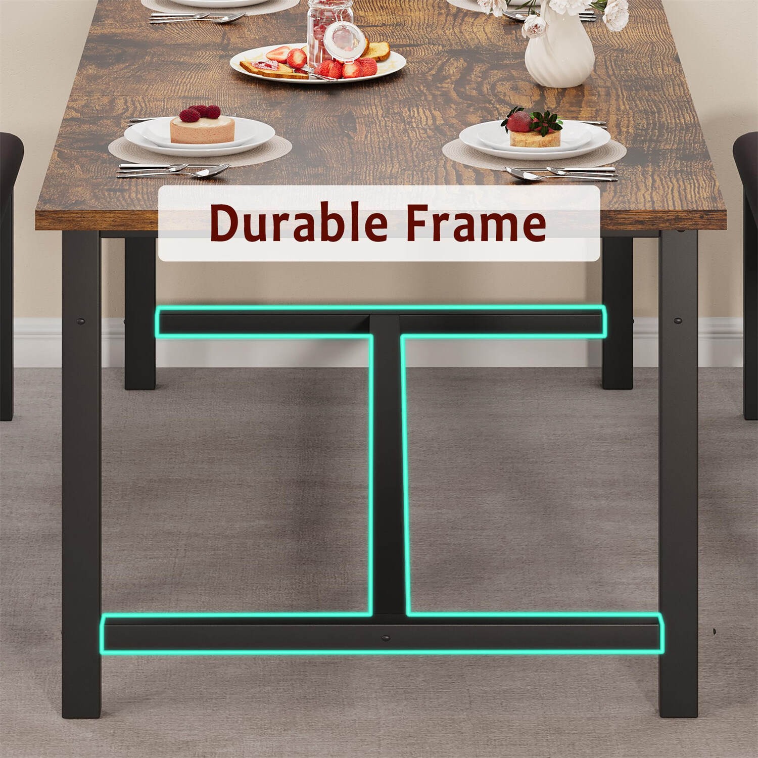 63" Extendable Dining Room Table Set with 2 Upholstered Benches Dining Table Se