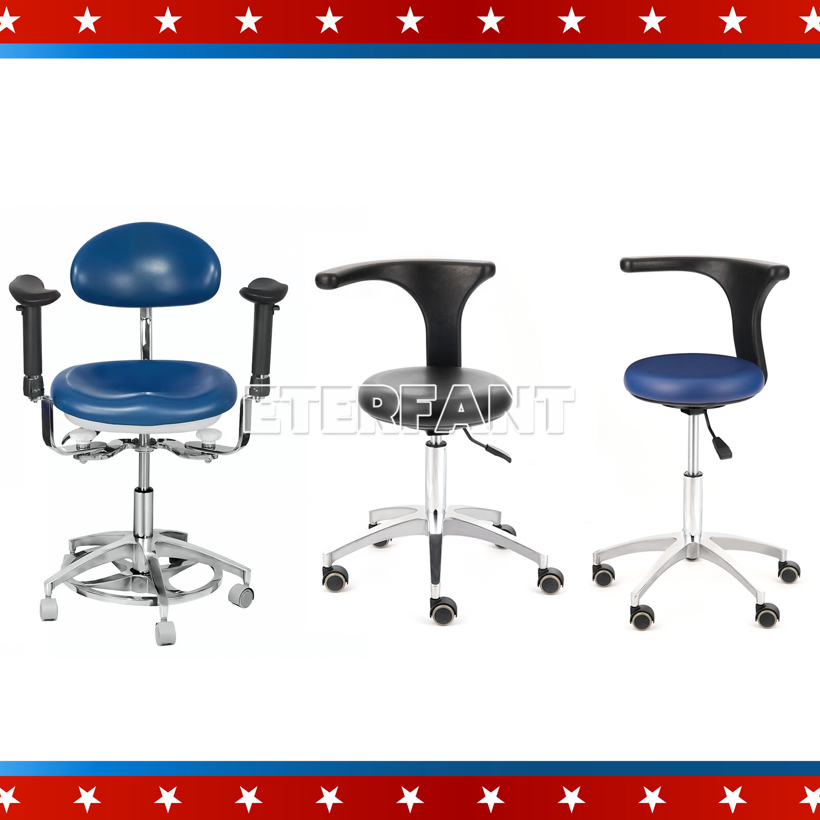 Dental Adjustable Mobile Chair/Medical Microscope Stool Chair with Armrest