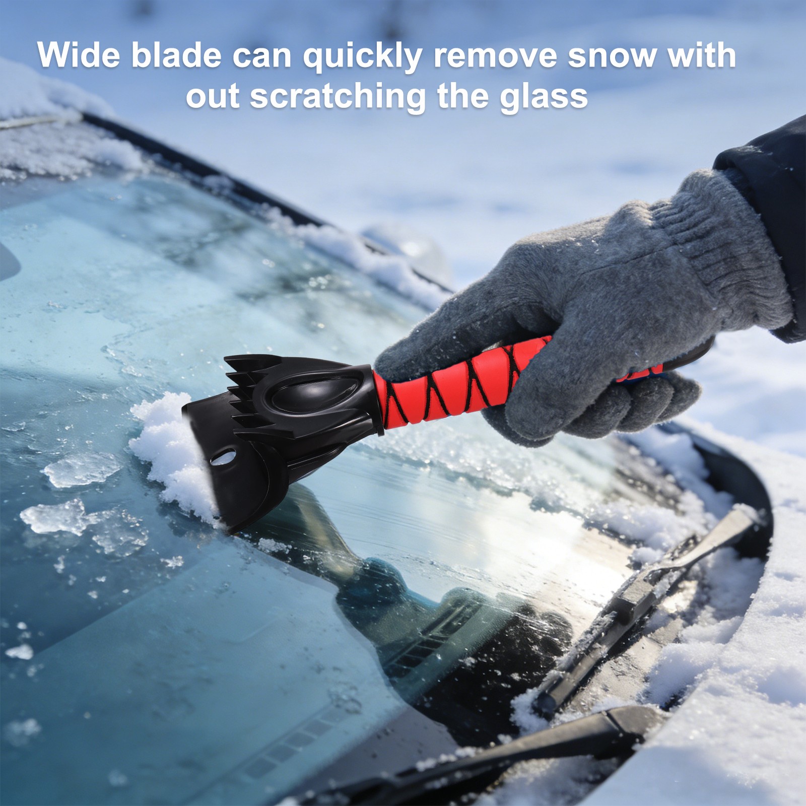 Car ice scraper 30x10 cm, defrost tool, red