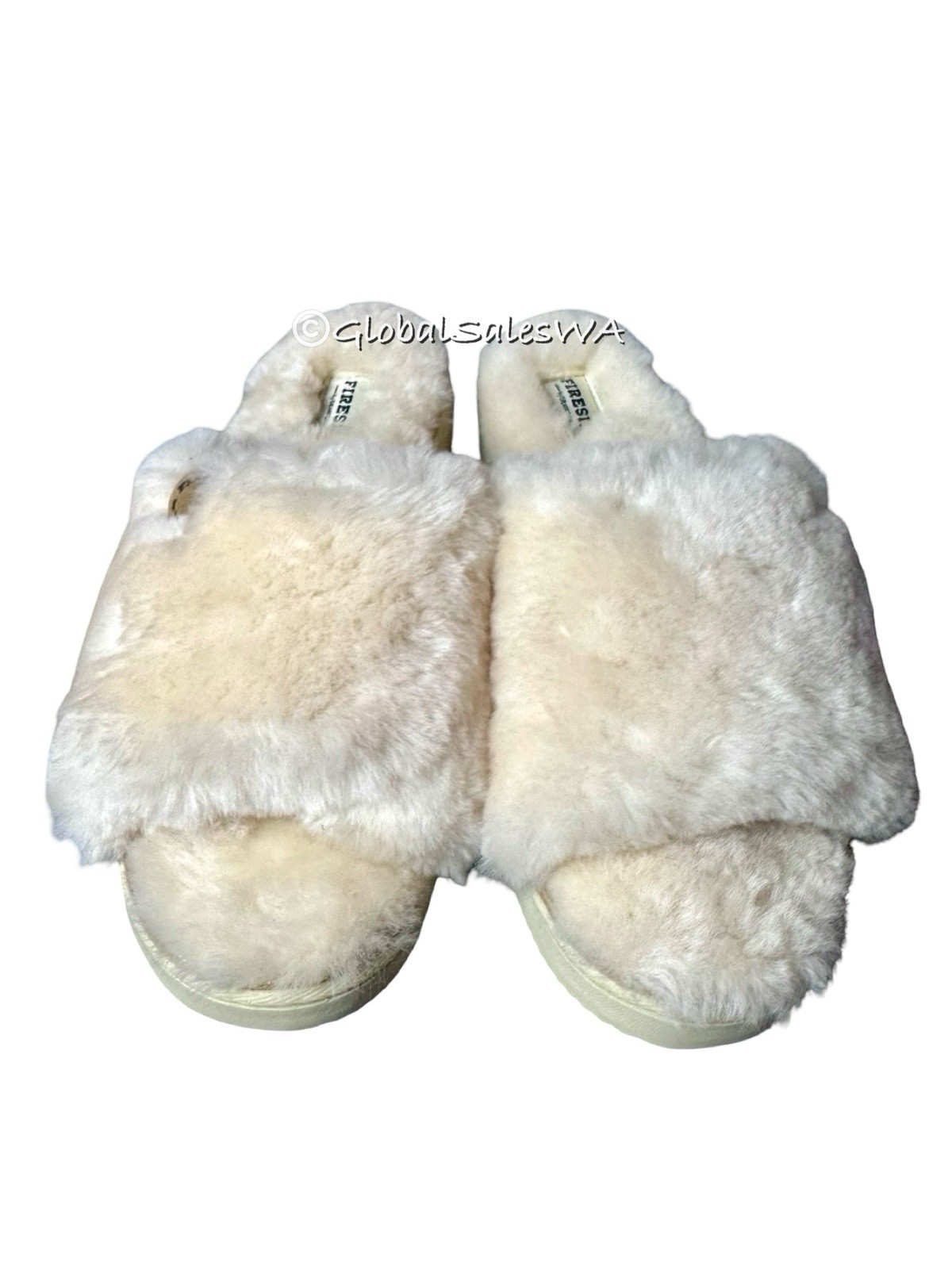 Fireside by Dearfoams Genuine Shearling Natural Ivory Cream Slippers Size 11 US