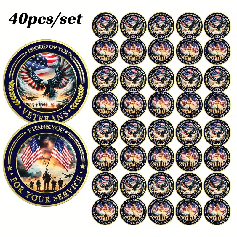 40Pcs Military Challenge Coin Lot Veterans Thank You for Your Service Coin Token