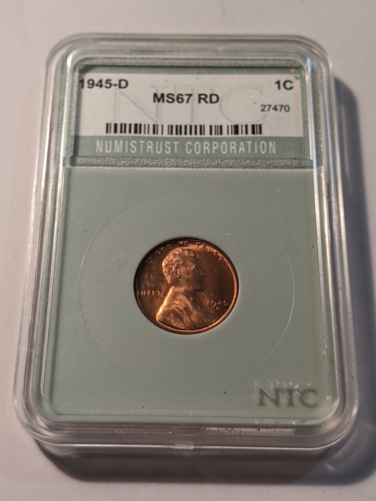 1945-D MS67 RD 1C PENNY
