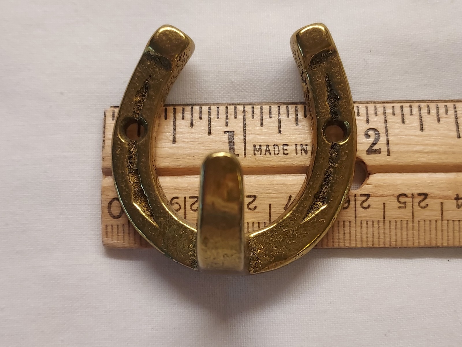 Solid Brass Horseshoe Hook w/ Screws 1 3/4"x1 3/4"