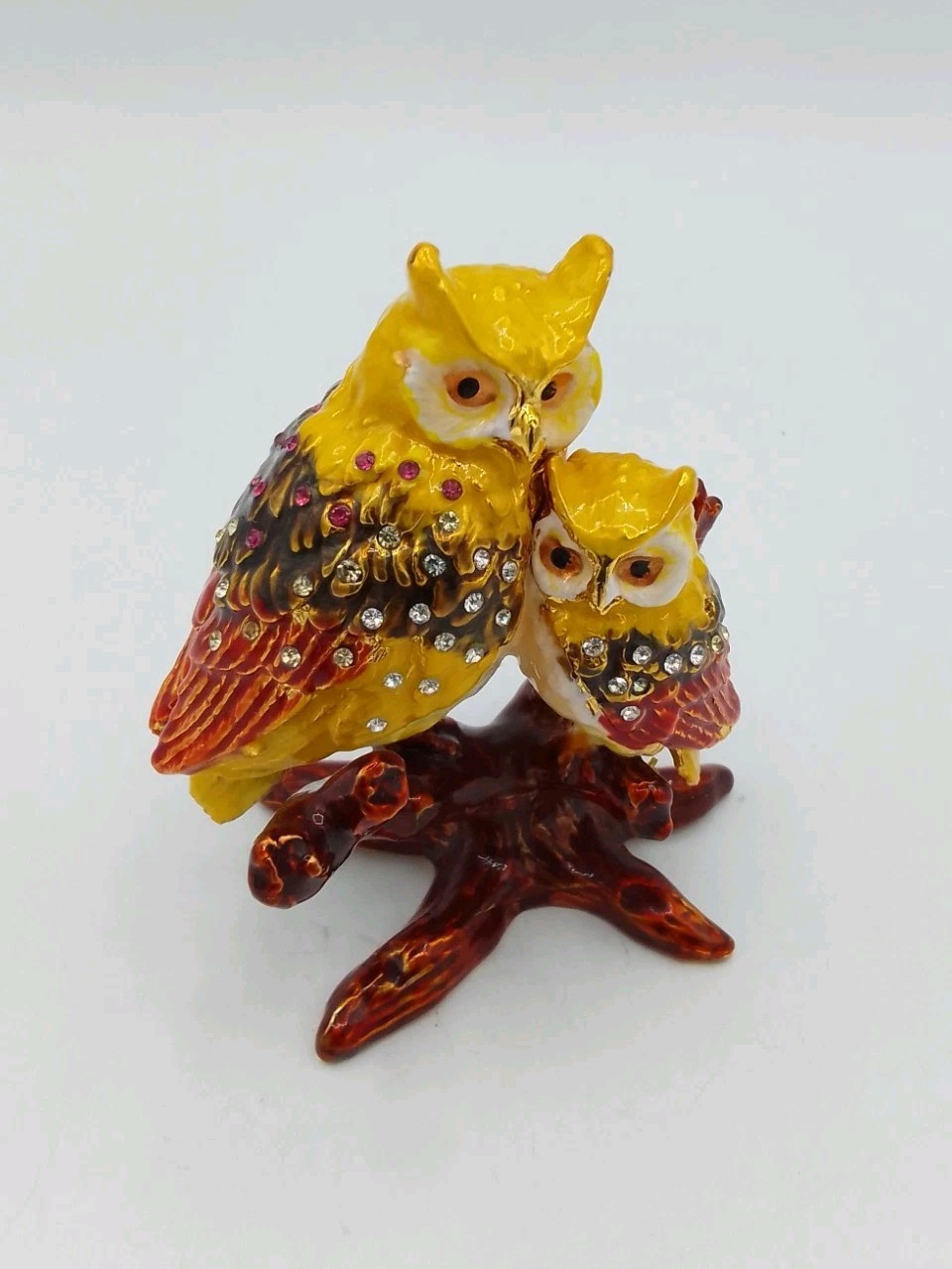 Bejeweled Owls Hinged Trinket Box