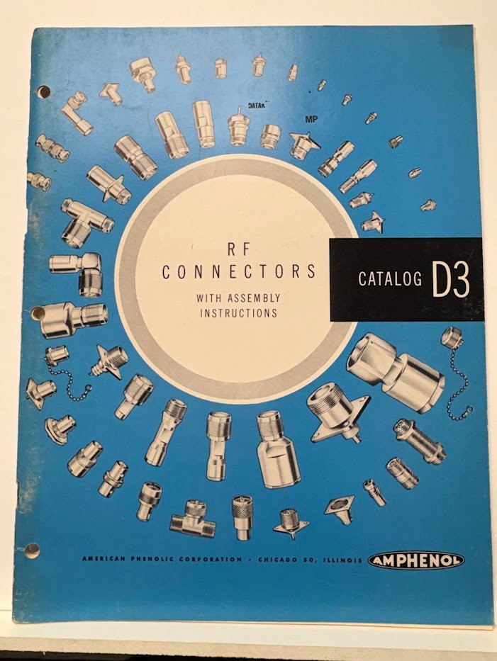 Vtg Amphenol Catalog 1960s? American Phenolic Corp RF Connectors Cables
