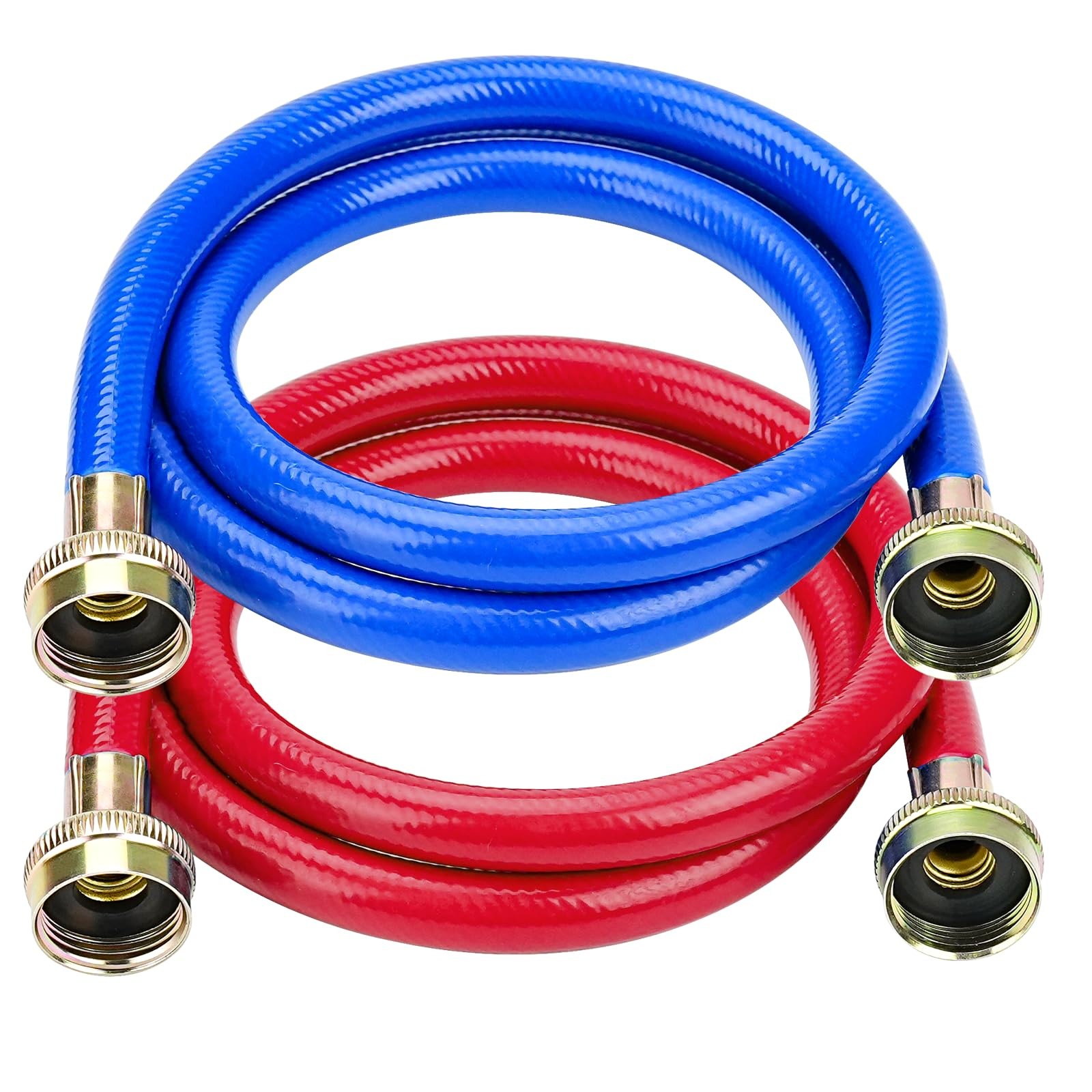 4FT Rubber Washing Machine Hoses Burst Proof 2 Pack For Hot and Cold Water 3/...