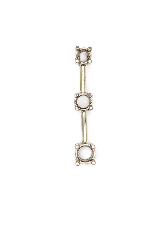 3.5,4,5 mm Round 3 Stone Anniversary Hidden Bail 14k White Gold Pendant Setting