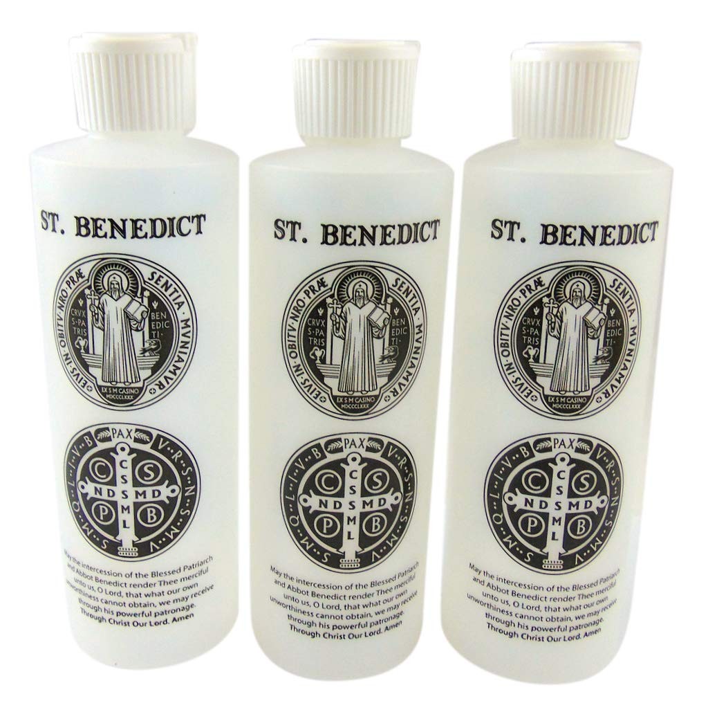 St. Benedict Holy Water Bottle with Dispel the Devil Devotion Set of Three