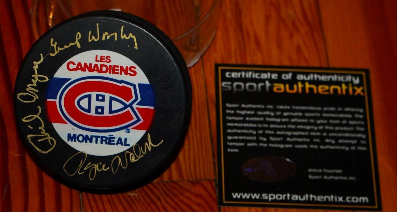 1971 Goalies Rogie Vachon Gump Worsley Phil Myre Signed Montreal Canadiens Puck