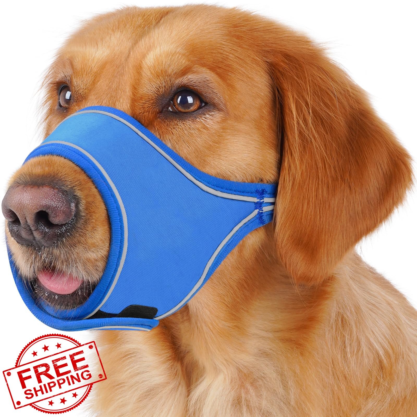 LUCKYPAW Dog Muzzle Blue M Oxford Cloth Prevent Biting