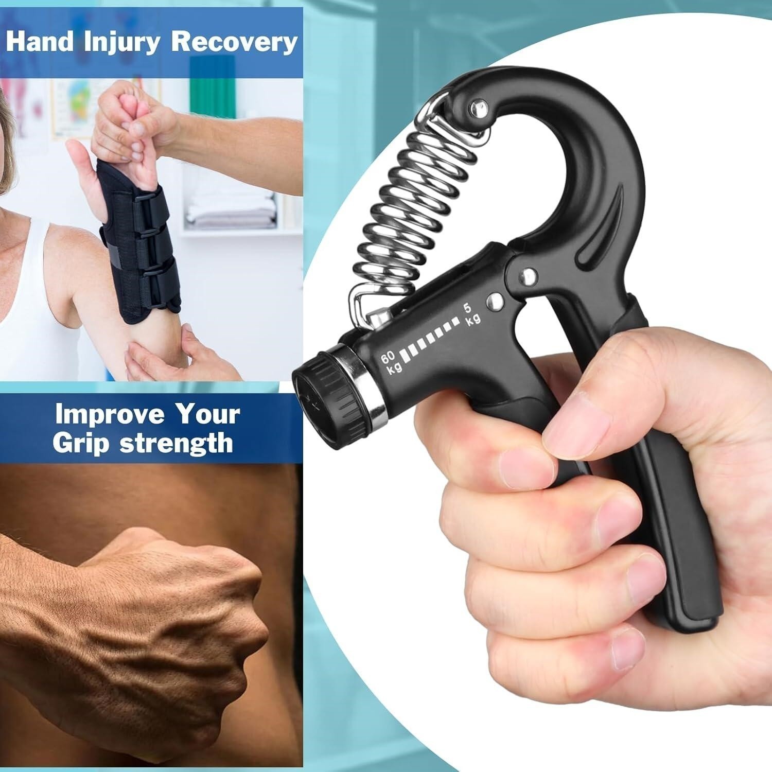 Hand Grip Strengthener Forearm Power Trainer Kit - 5 Pack Adjustable Resistance