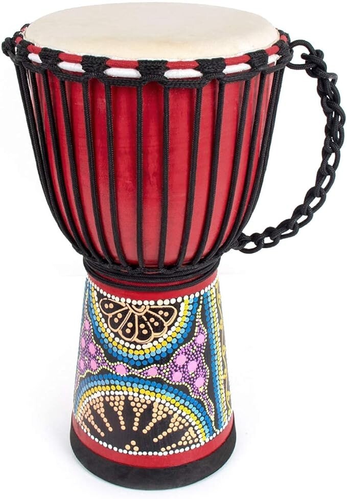 Tambor de mano africano Djembes de 8" con piel de cabra estándar de caoba.neuvo.