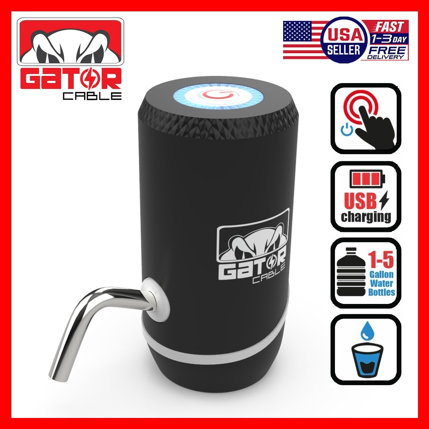 Water Bottle Pump Dispenser Automatic Switch Electric 5 Gallon USB Rechargeable