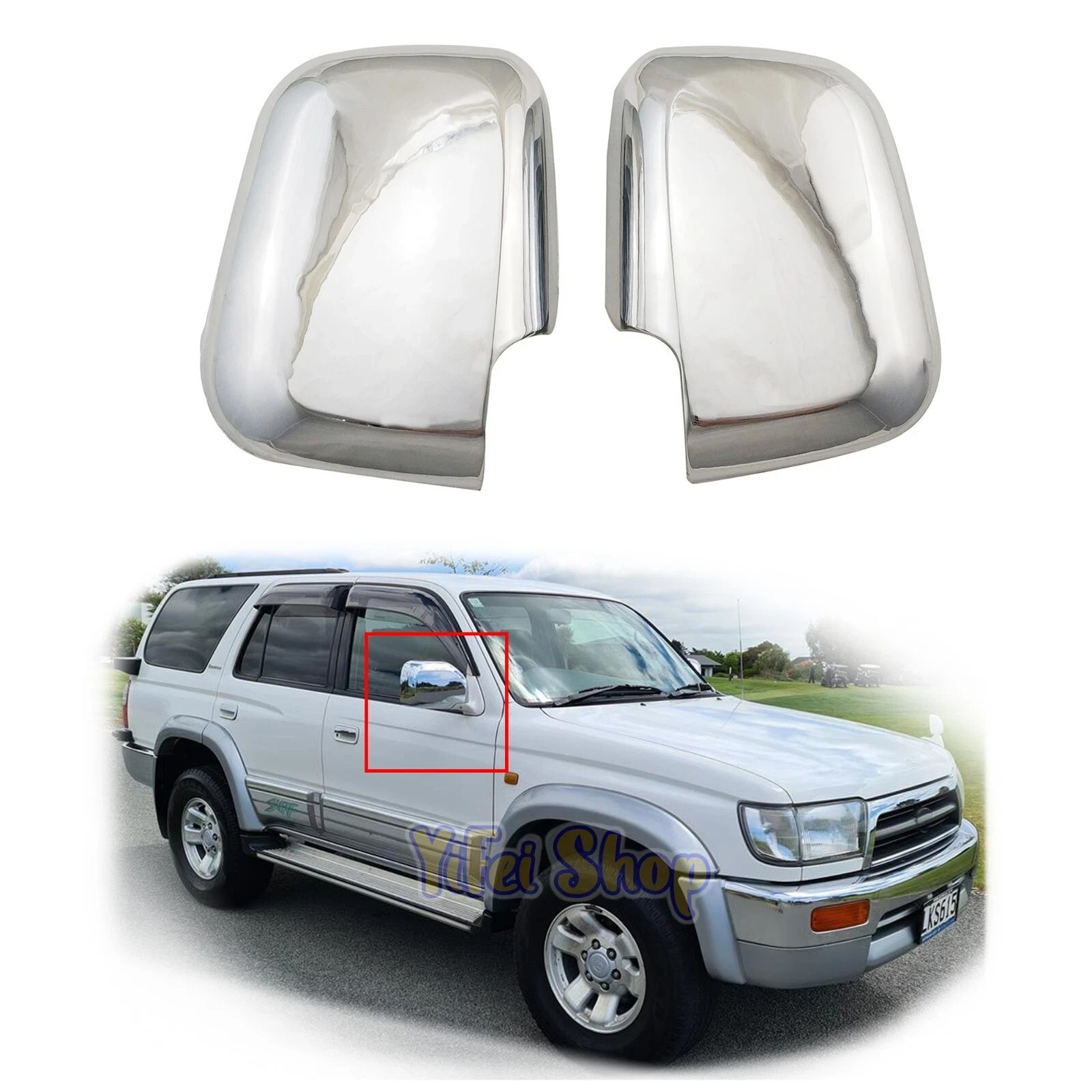 Chrome Car Rearview Side Door Mirror Covers Trim For Toyota 4Runner 1996-2002
