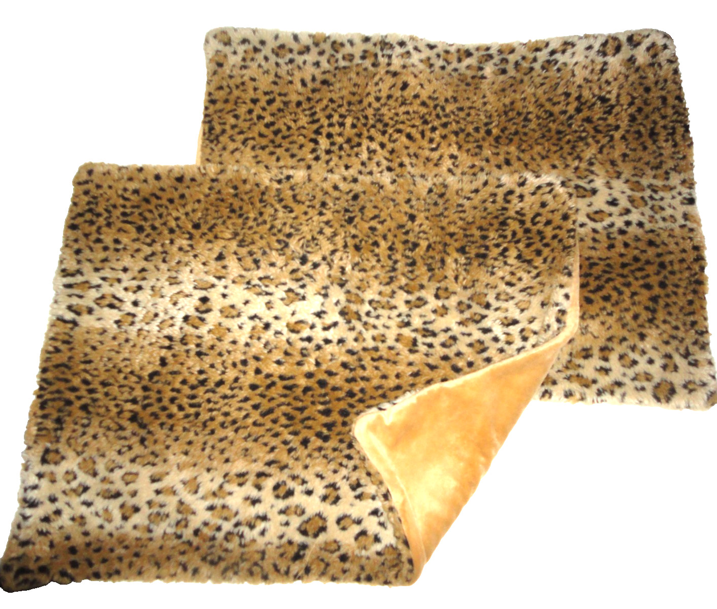 SUN-YIN USA FAUX FUR BLACK TAN LEOPARD AMBER (2) STANDARD PILLOW SHAMS 20X26