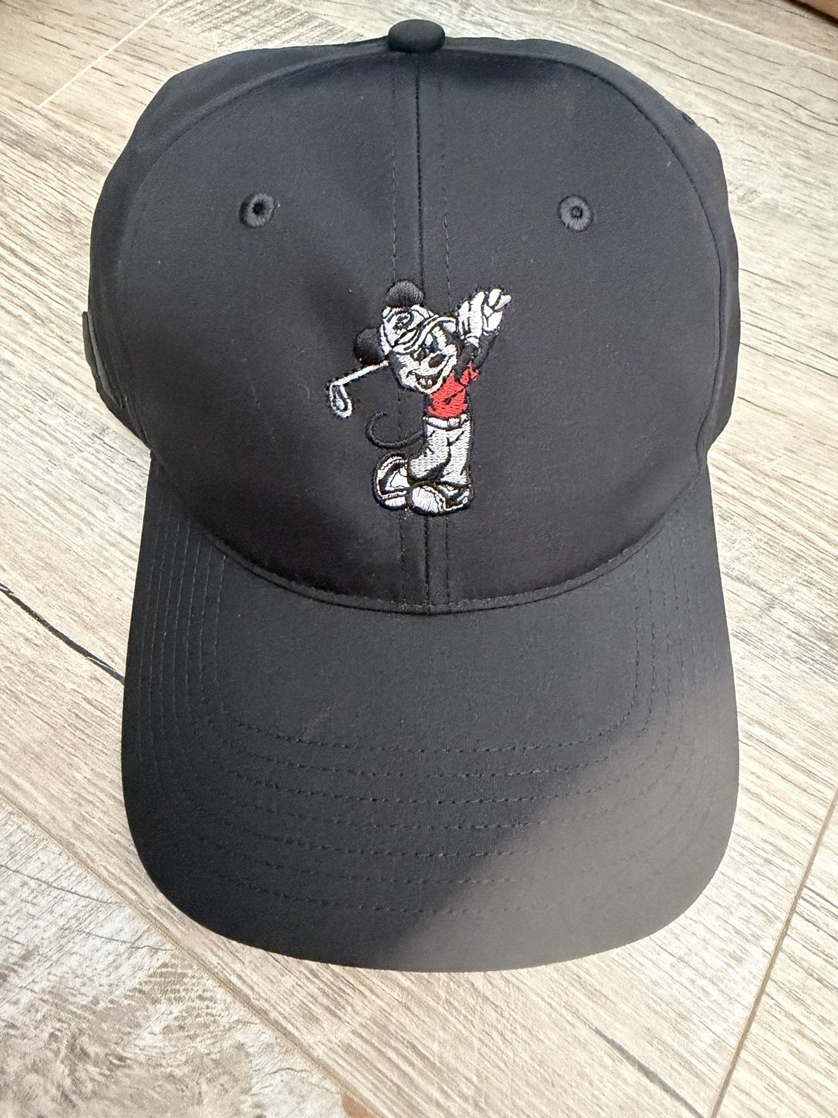 Disney World Parks Adidas Black Golf Hat Cap Mickey Mouse Adjustable Cap NWT