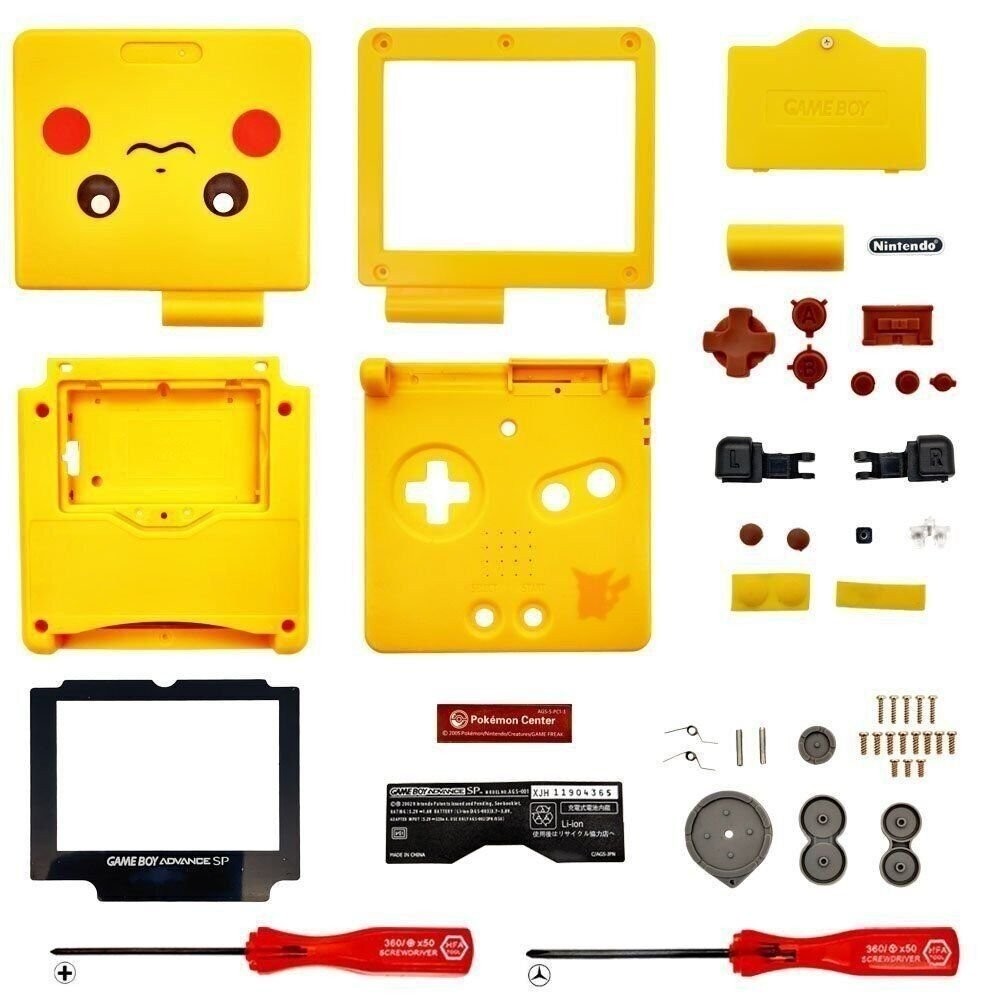 Replacement Housing for Nintendo GBA Game Boy Advance SP Shell Pikachu Yellow