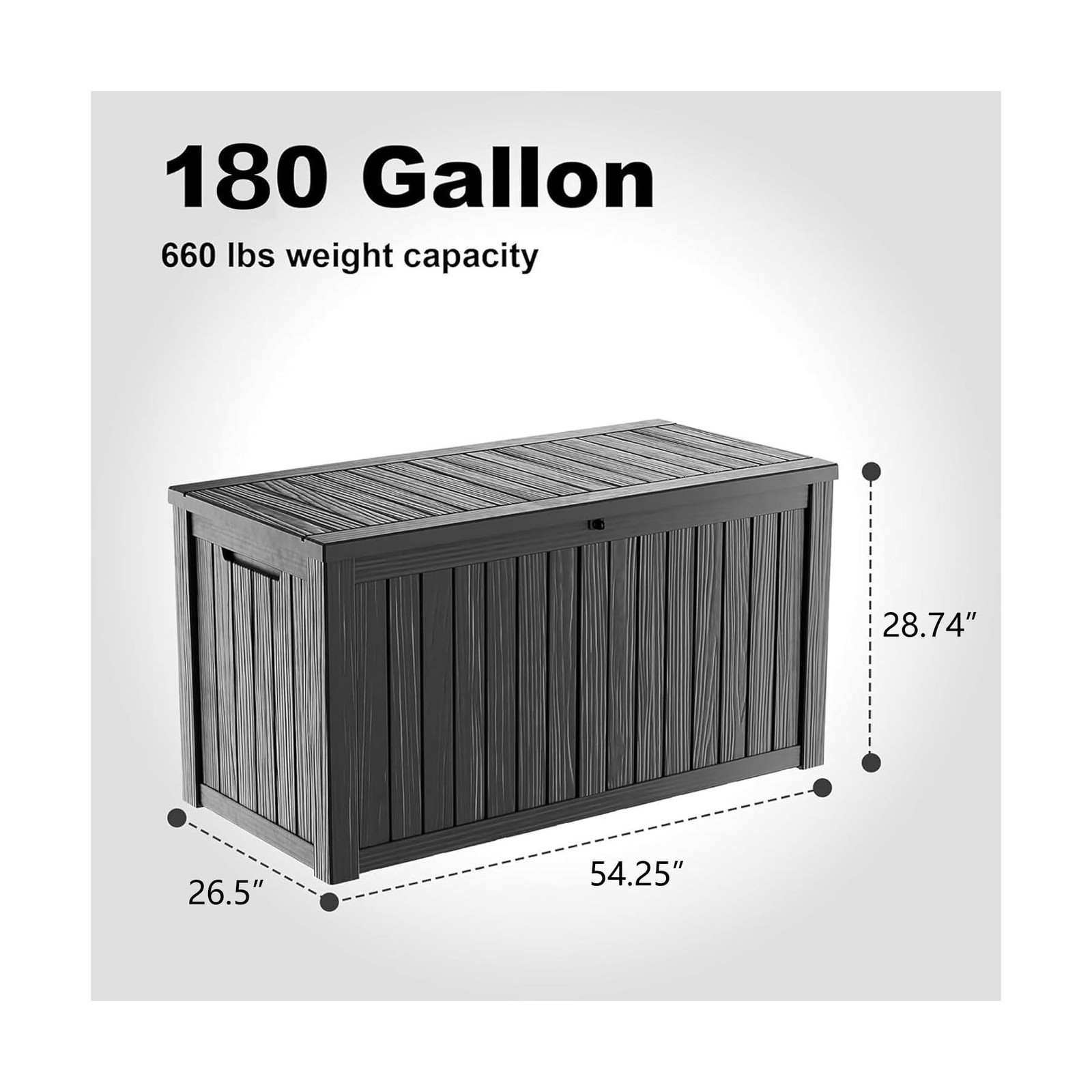 DRATO 180 Gallon Outdoor Storage Box, Large Waterproof Deck Box, Lockable Res...