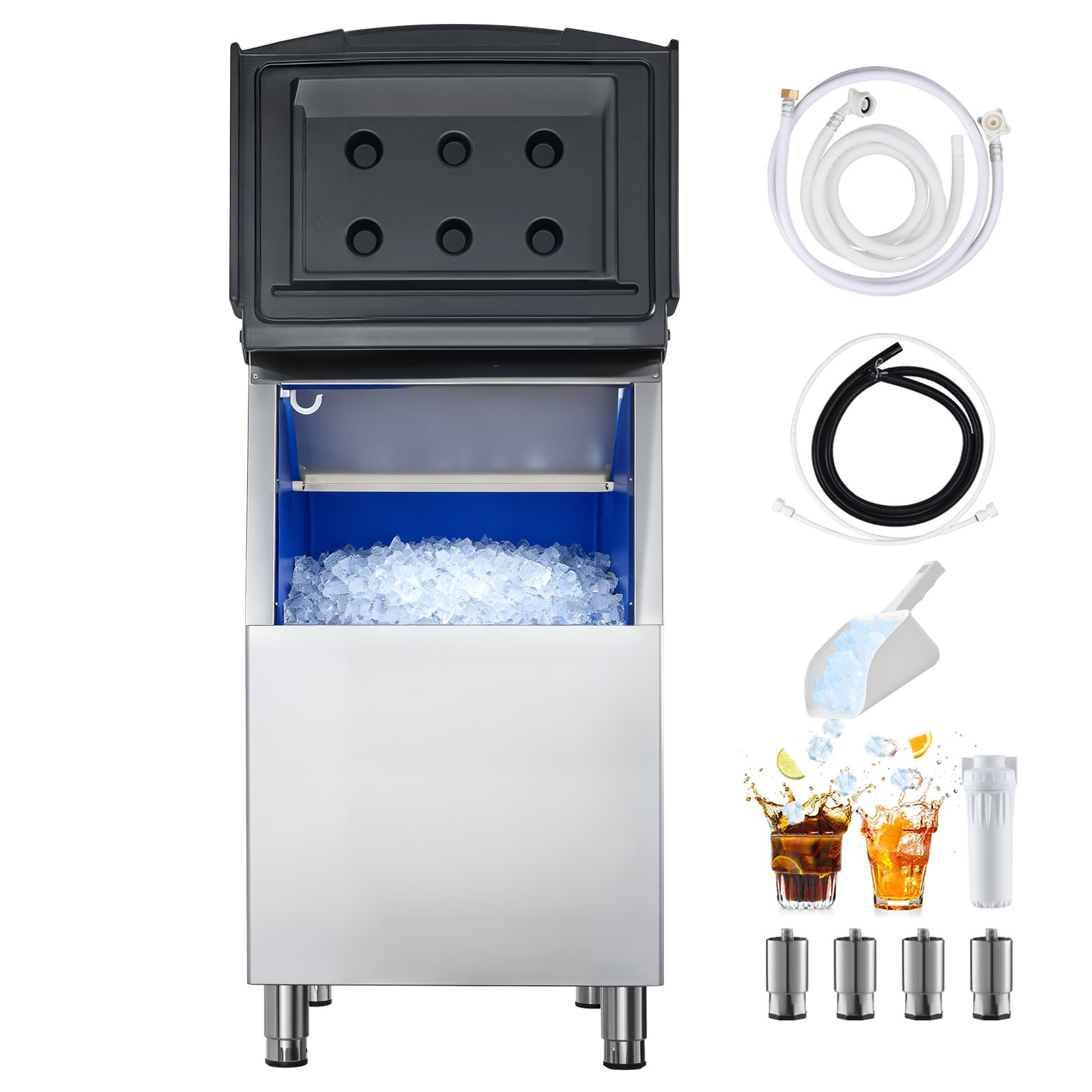 Uimoso 250lbs Commercial Ice Maker Storage Bin Stainless Steel Ice Bin