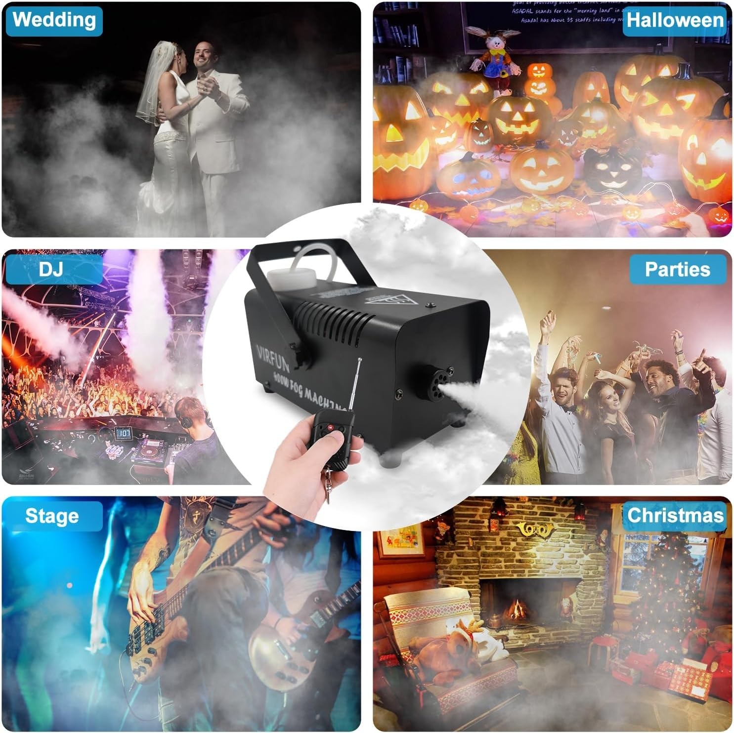 Fog Machine, Smoke Machine with Wireless&Wired Remote Control for Halloween, ...
