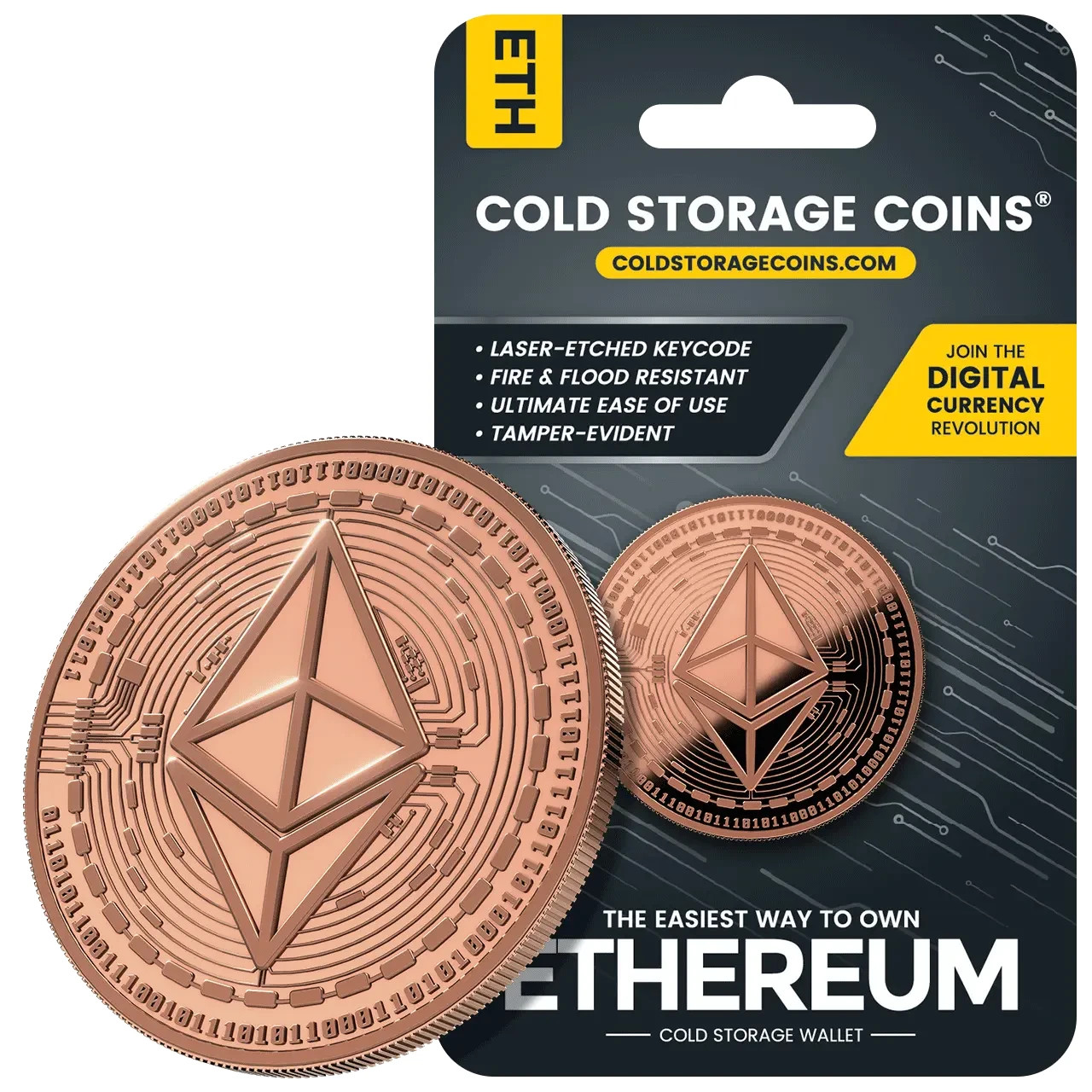 🌟 ETHEREUM Cold Storage Coin Crypto Wallet 1 Ounce .999 Fine Copper