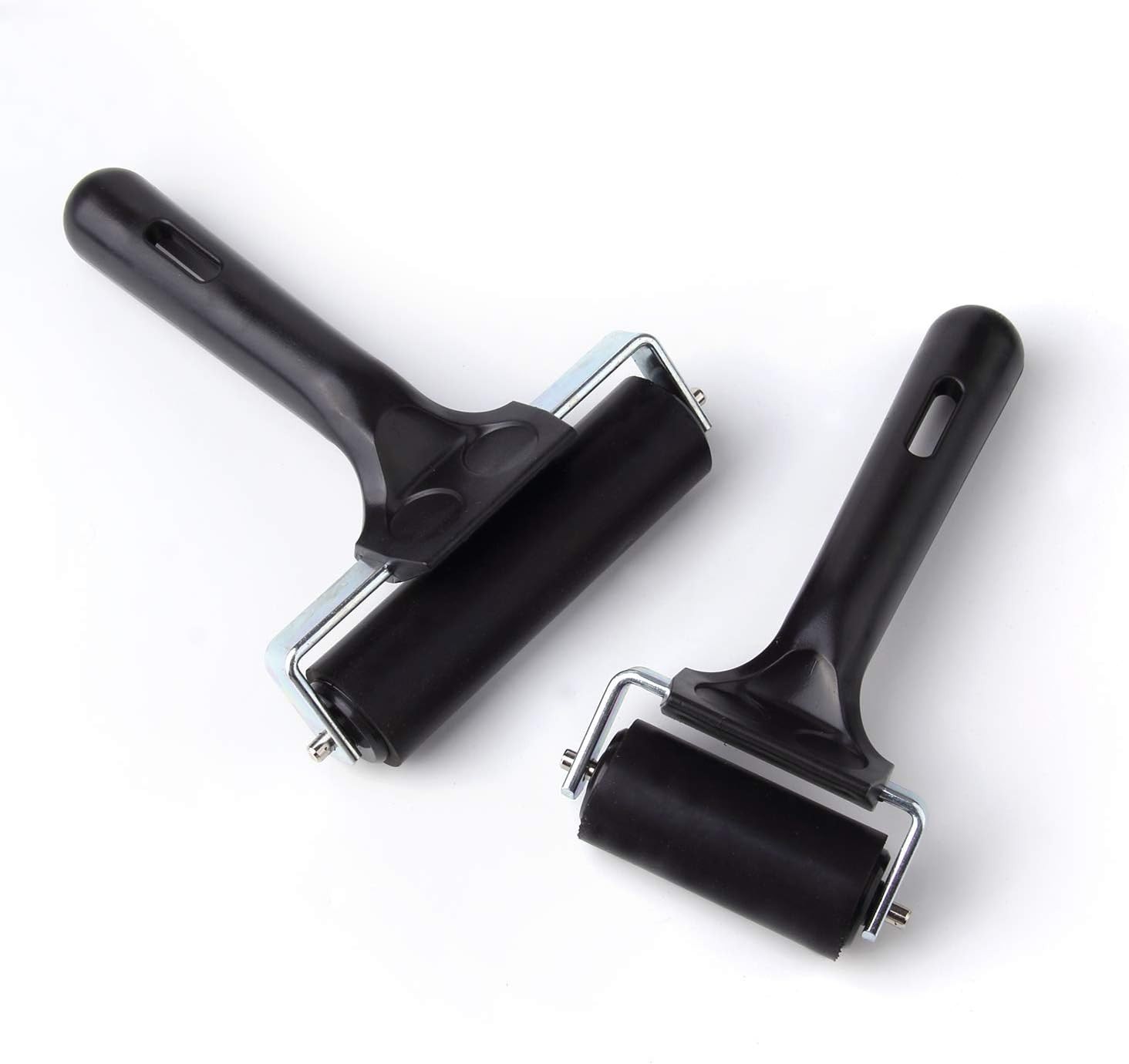 2Pcs Rubber Roller Brayer Rollers Hard Rubber 4 and 2.2 Inch for Printmaking (Bl