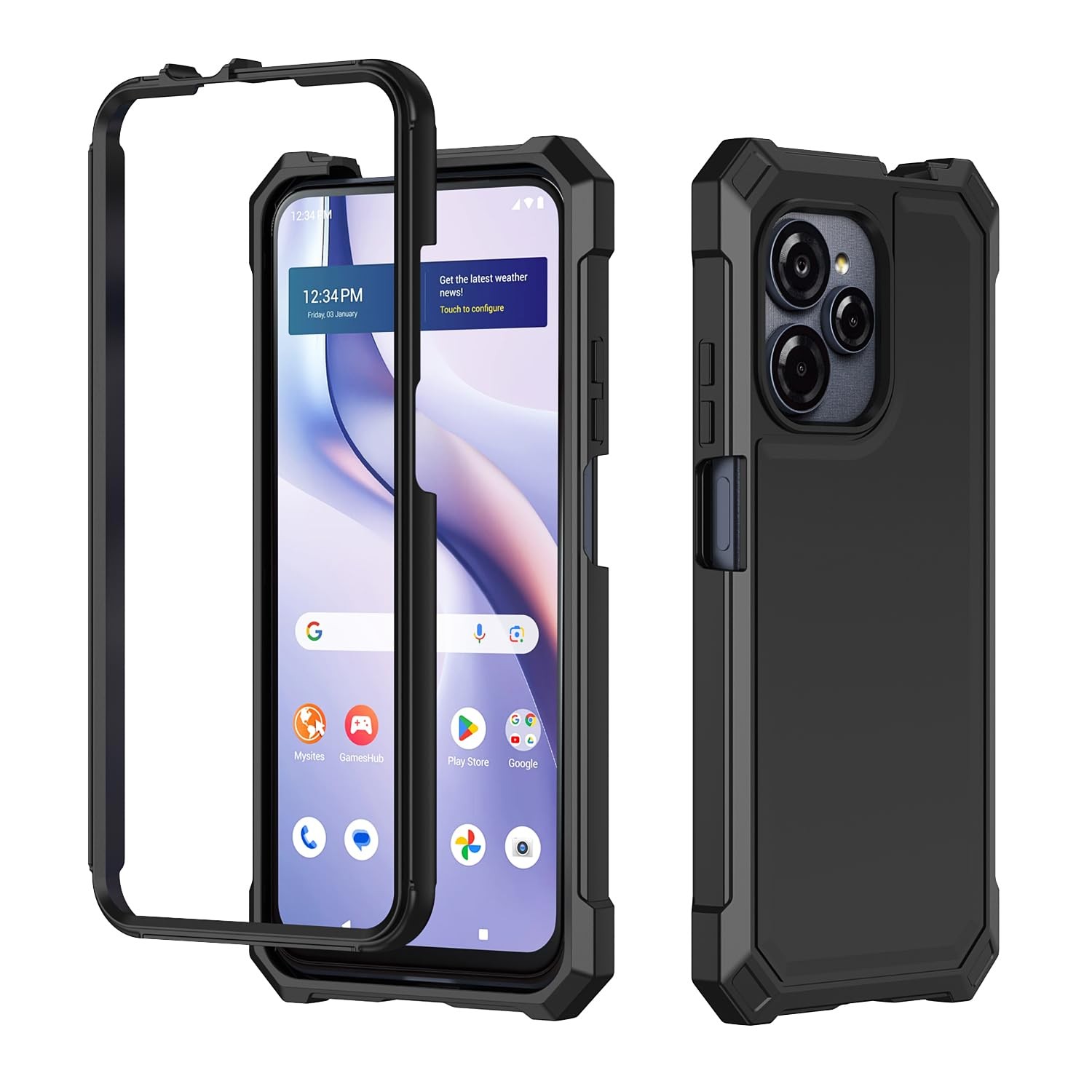 WODAF for BLU View Speed Ultra 5G Case, with Screen Protector Hard PC Black