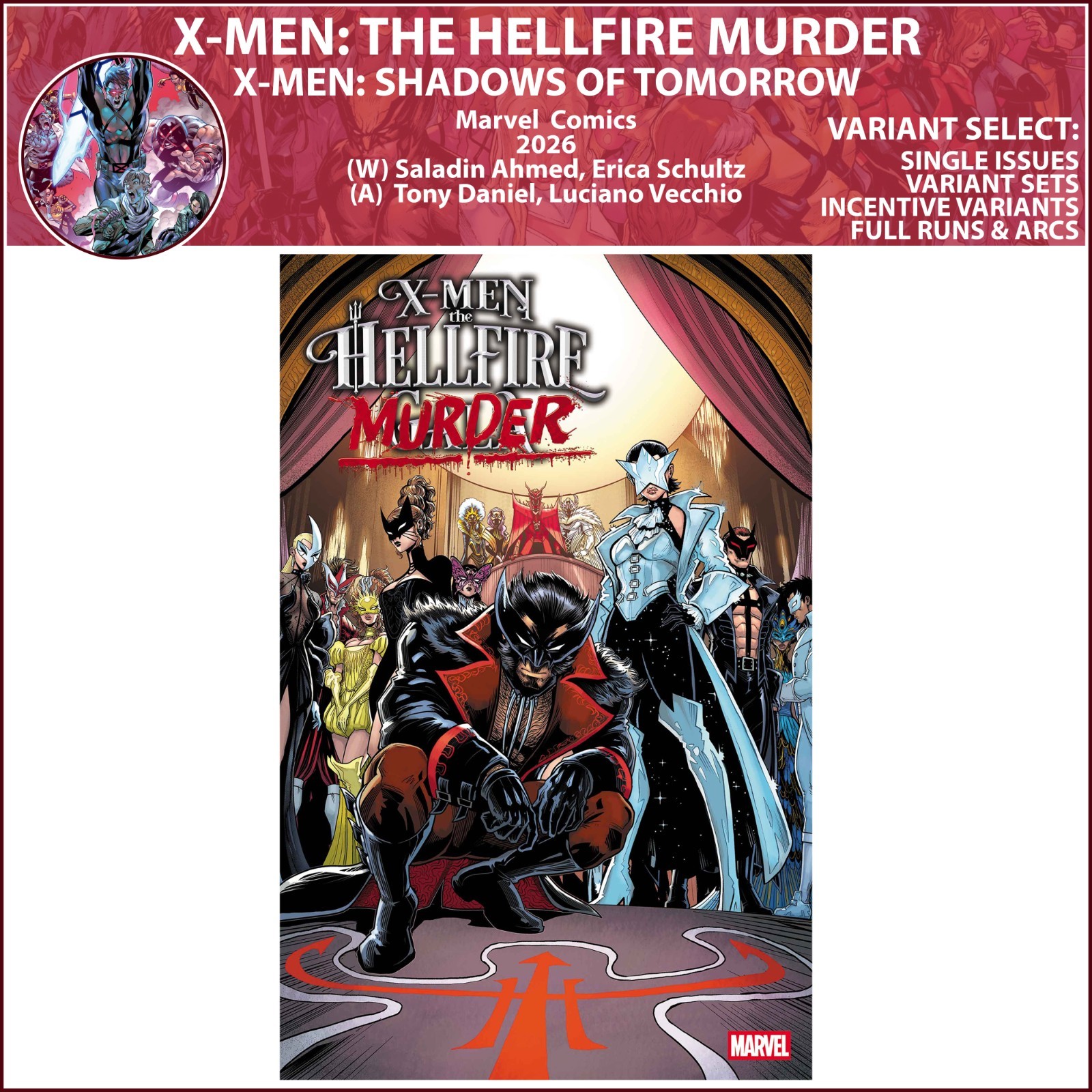 X-Men: The Hellfire Murder (2026) #1 Marvel Comics COVER SELECT
