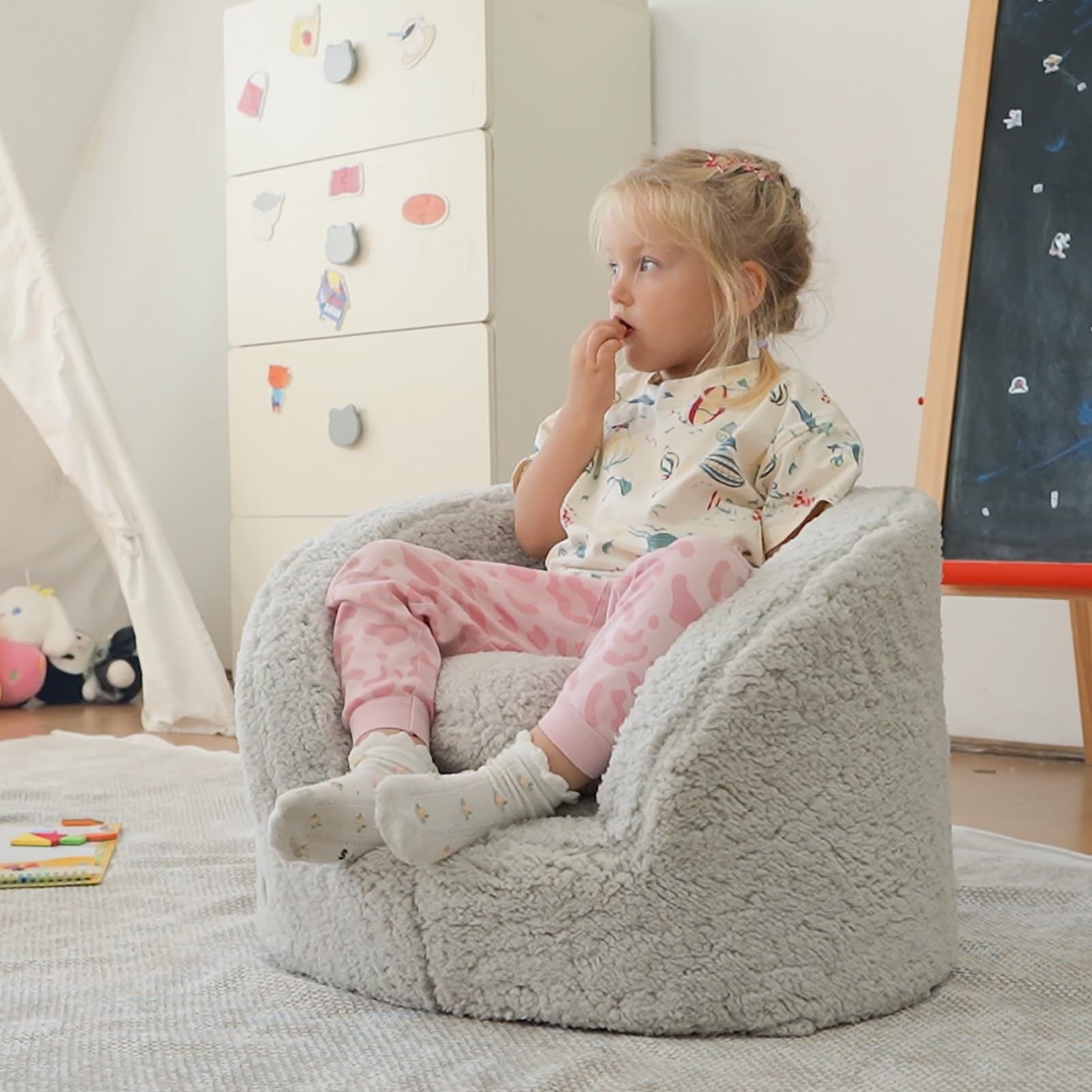 Snug-Arch Toddler Couch, Comfy Foam Baby Chair, Ergonomic Toddler Chair with ...