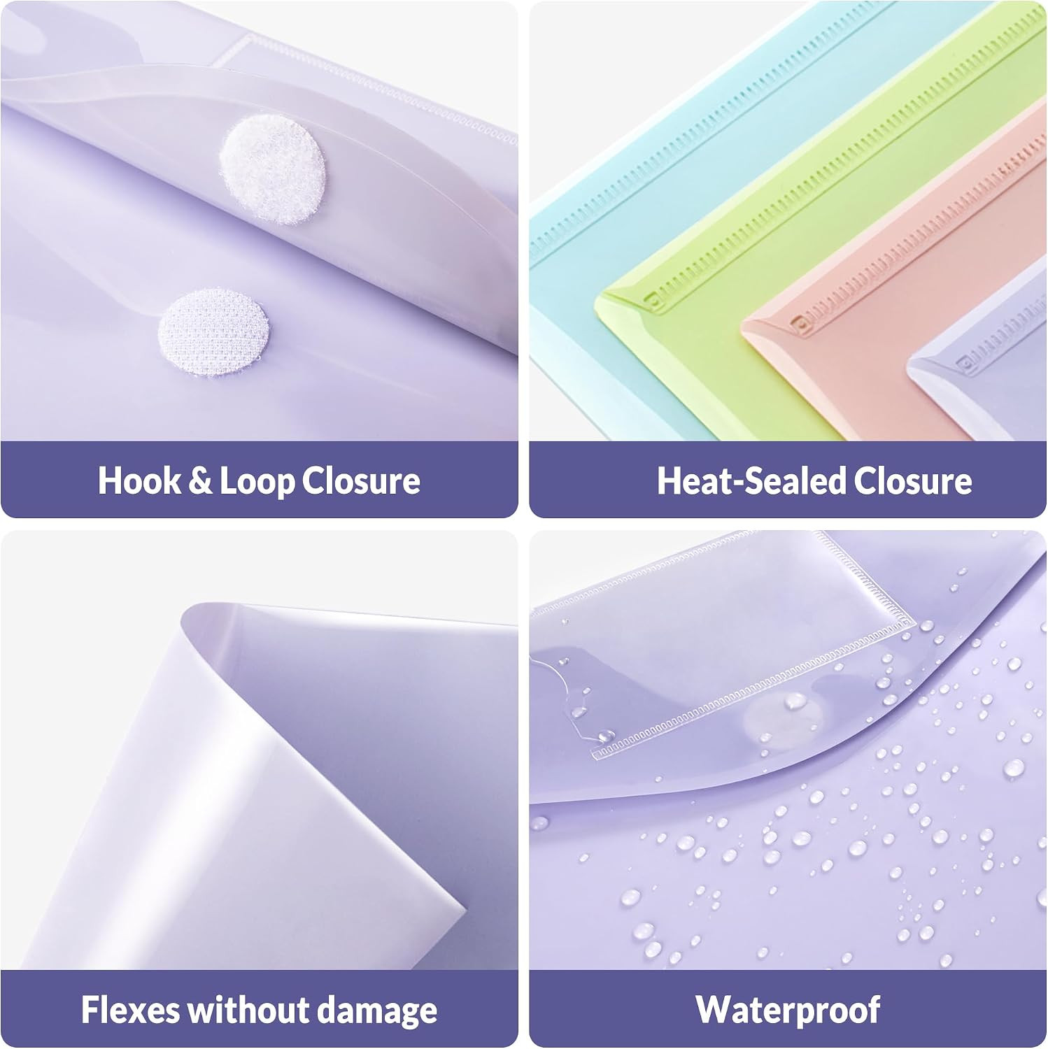 6 Pack Plastic Envelopes, Folders for Document for A4 Letter Size, Poly File Fol