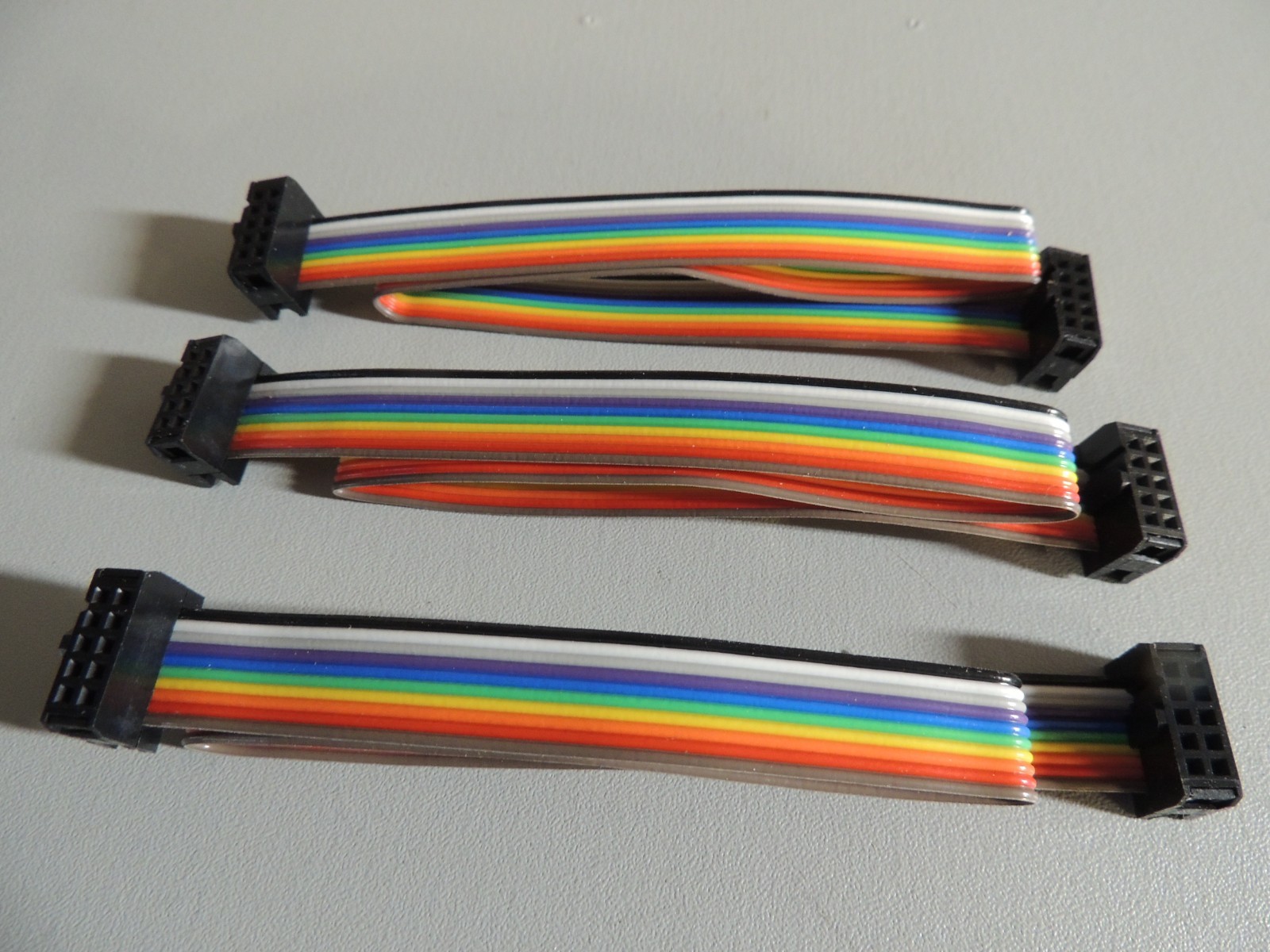 3 pieces 1ft 10-Pin (2x5) Female to Female 2.54mm-Pitch IDC Flat Ribbon Cable
