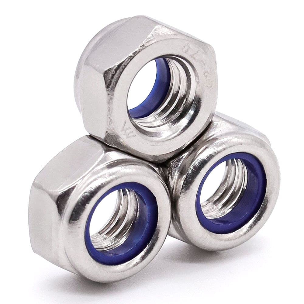 20 PCS M8-1.25 Stainless Steel Hex Locknuts Hexagon Lock Nuts 304 18-8