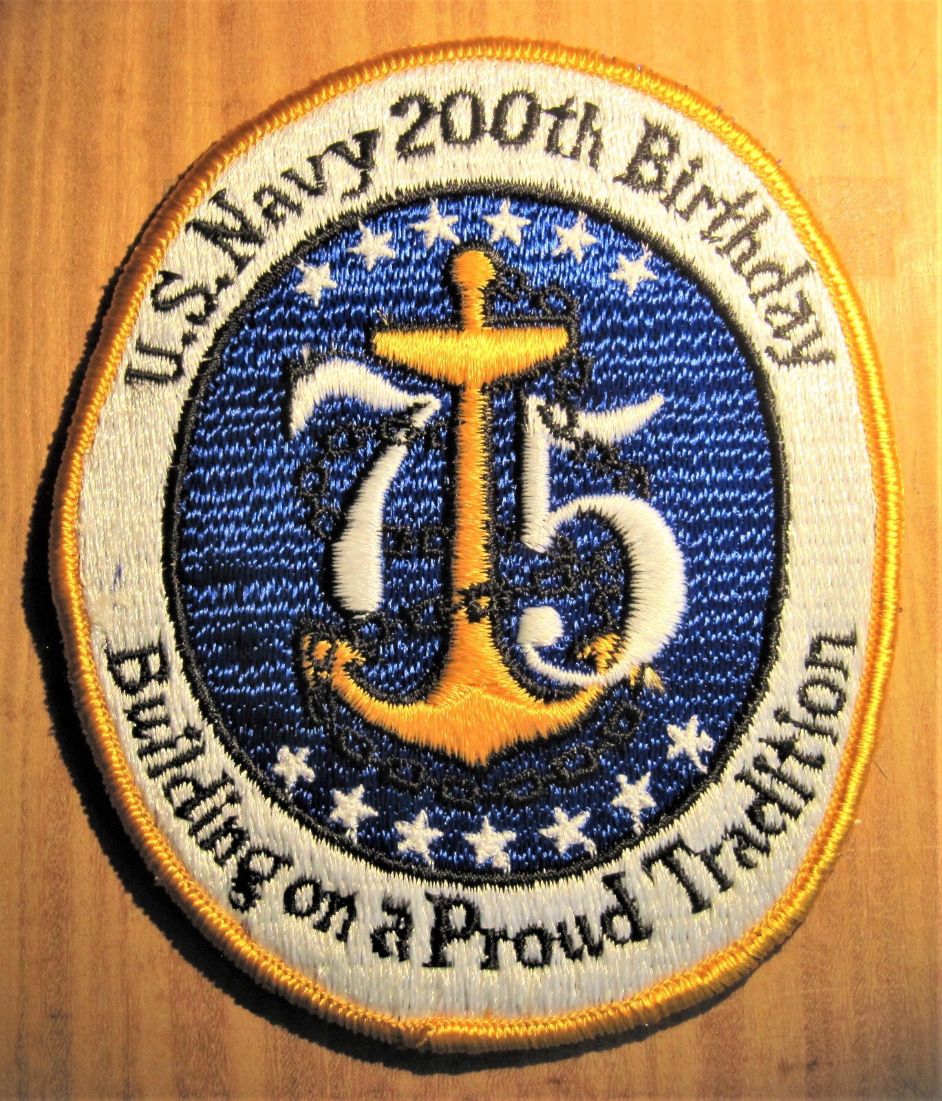 GEMSCO NOS Vintage Patch USN - U.S. NAVY 200th Birthday - Original  1975 MINT