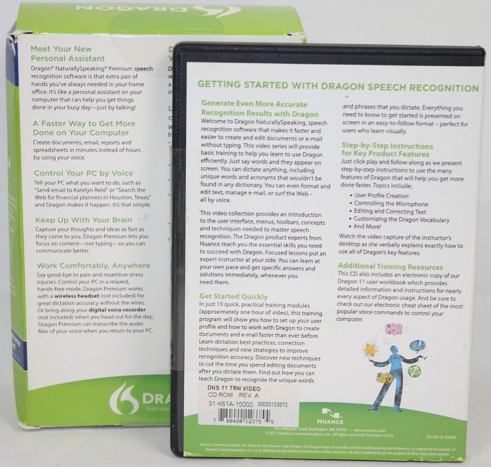 Dragon Naturally Speaking Premium Version 11 Software With Training Video