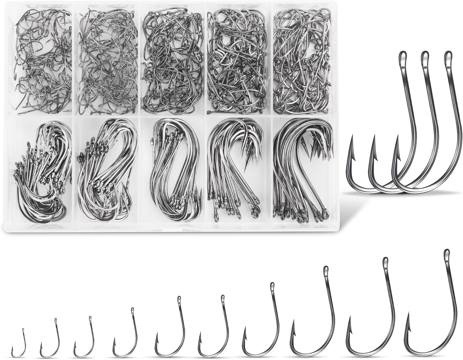 Fishing Hooks Set for Freshwater and Saltwater - Bulk Worm & Catfish Hooks