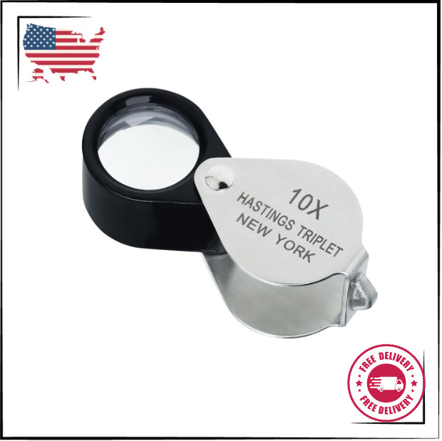 Hastings Triplet Loupe 10X, Jeweler's Loupe Foldable Pocket Loupe Magnifier G