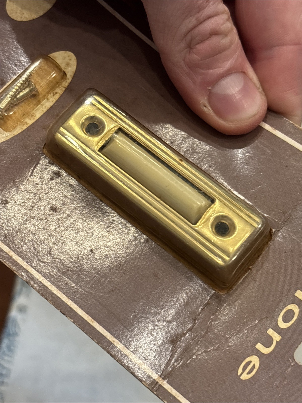 NuTone PB-11V 12V Brass Tone Rectangular Door Bell Push Button Vintage