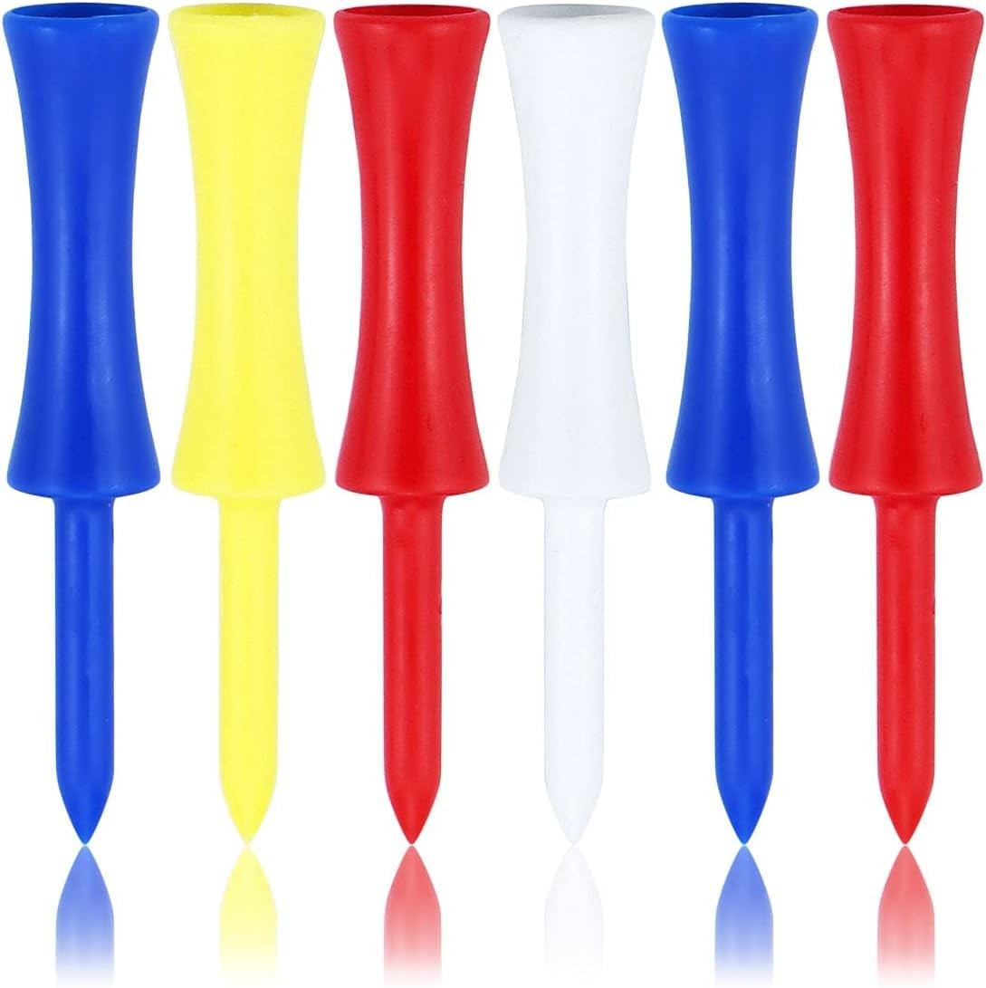 Golf Tees Plastic 100 Count 3-1/4, 2 3/4 inch Tall Step Down Tees Golf - Mixed C