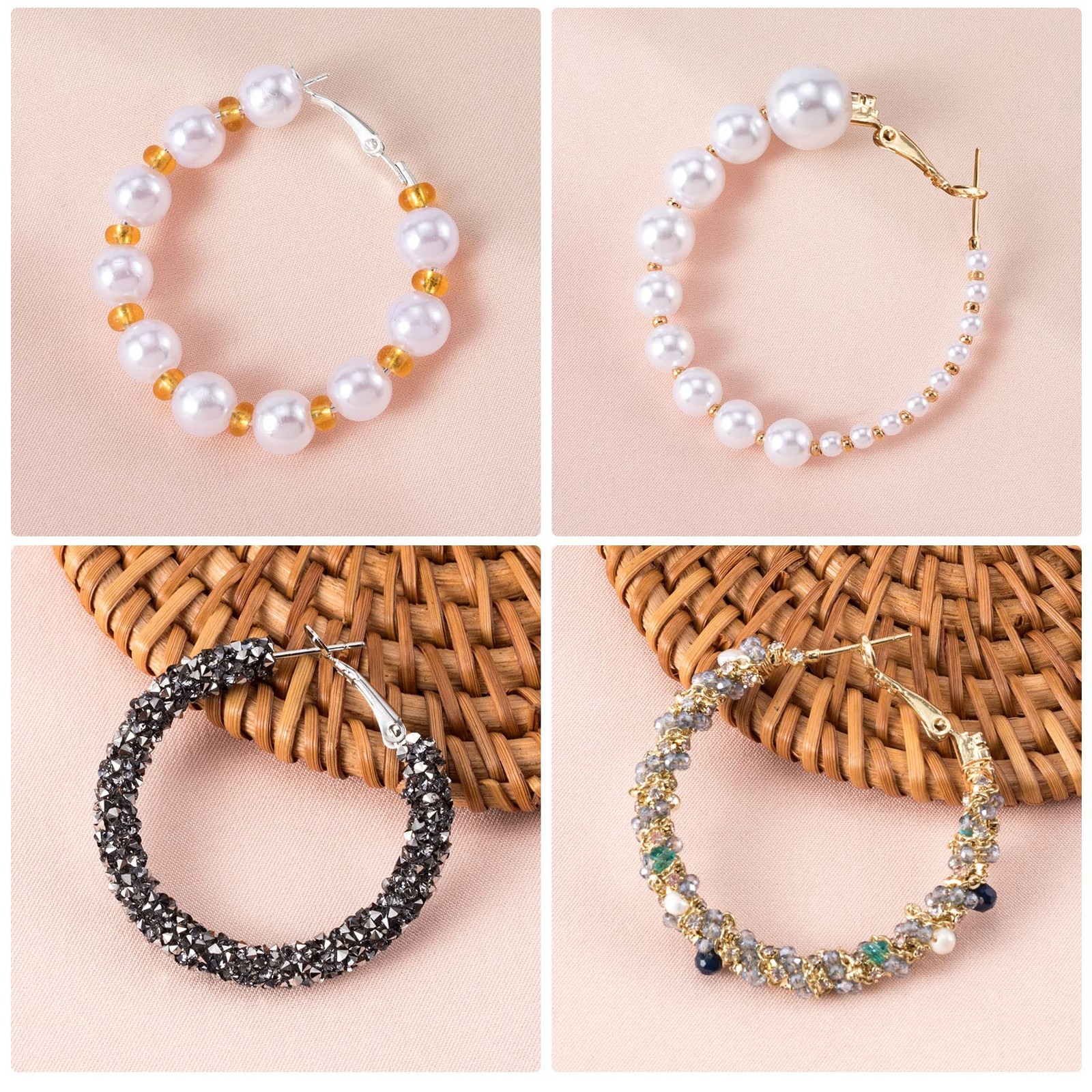 96Pcs Hoop Earrings Finding, Hypoallergenic Alloy round Earring Hoops