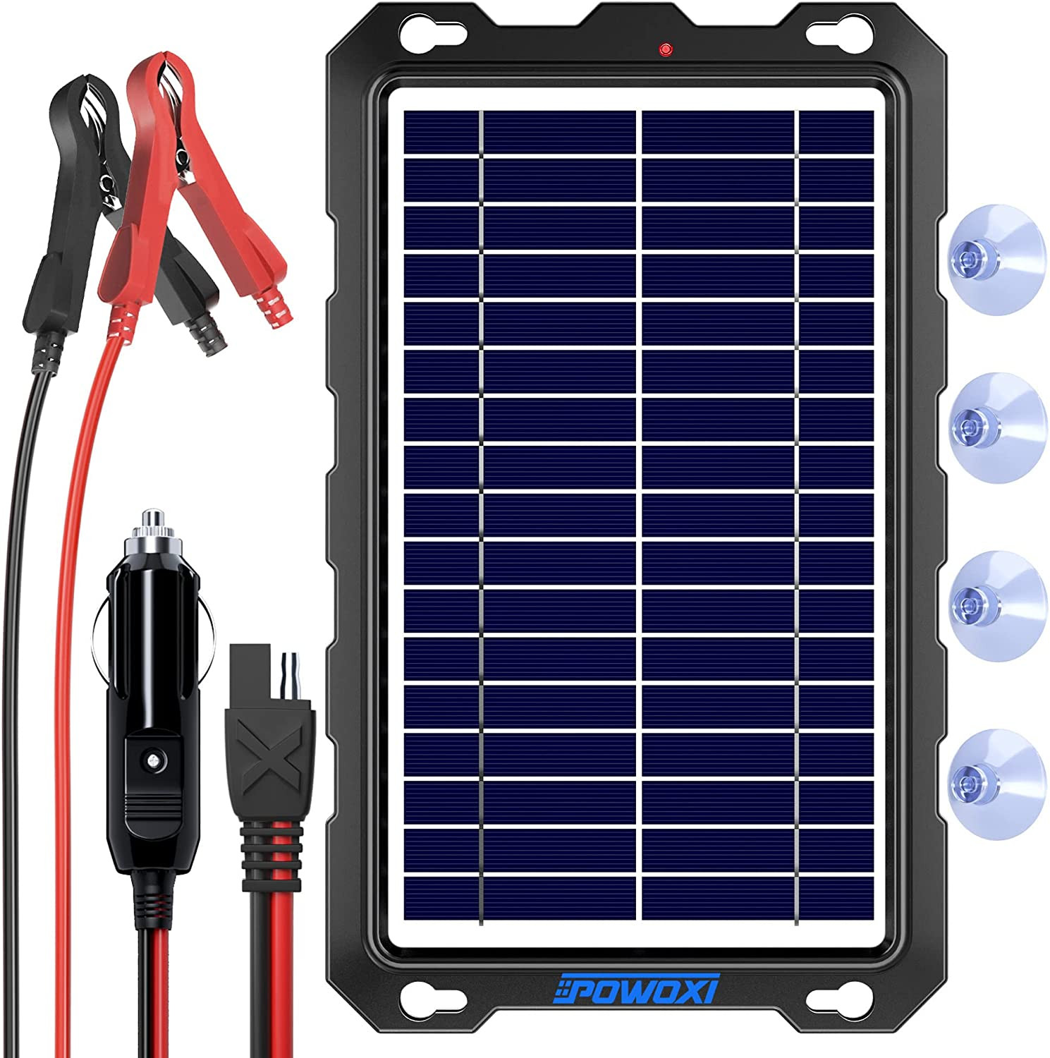 POWOXI 7.5W 12V Solar Battery Charger Trickle Maintainer Kit for Car | Smart Cha