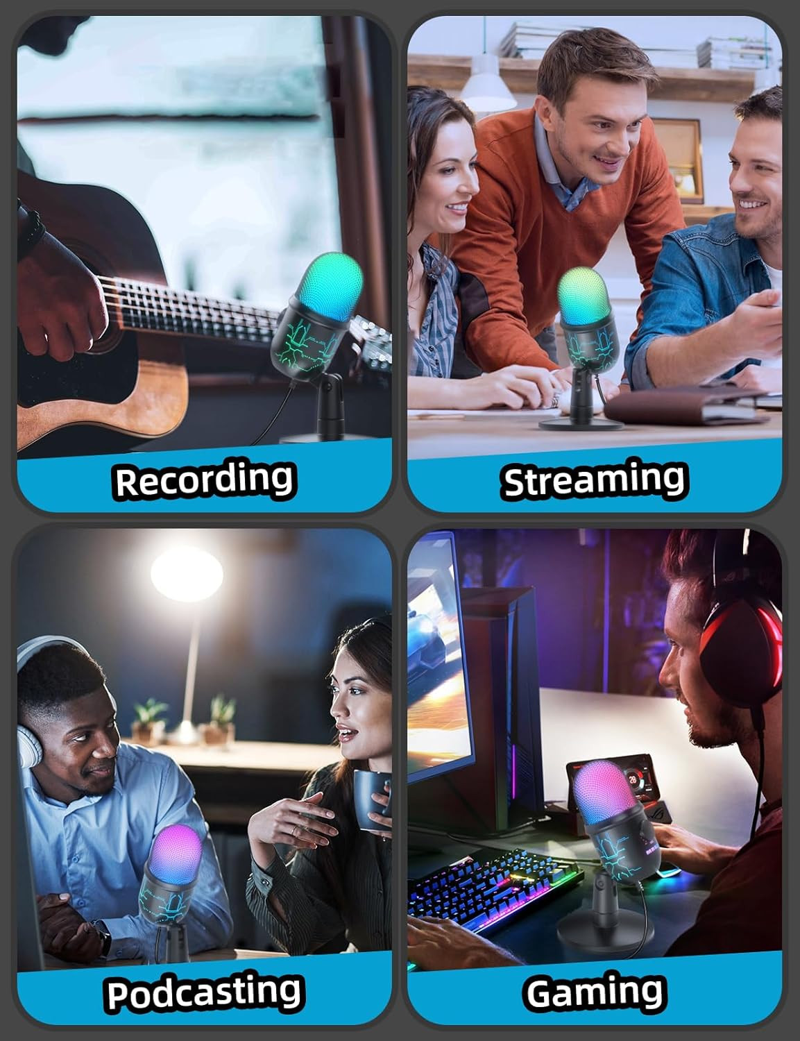 MRSDY Gaming Microphone USB Computer Microphone for PC Mac PS4/5 Condenser