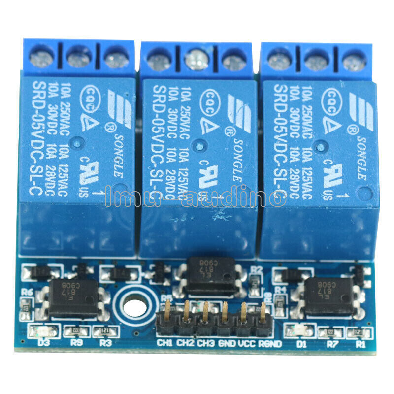 3-Channel Relay Module With Optocoupler Isolation Compatible 3.3V 5V Signal
