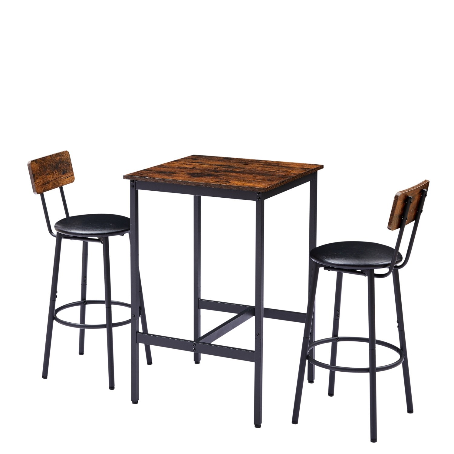 3 Piece Modern Bar Table Set Counter Height Dining Kitchen Table w/ 2 Bar Stools