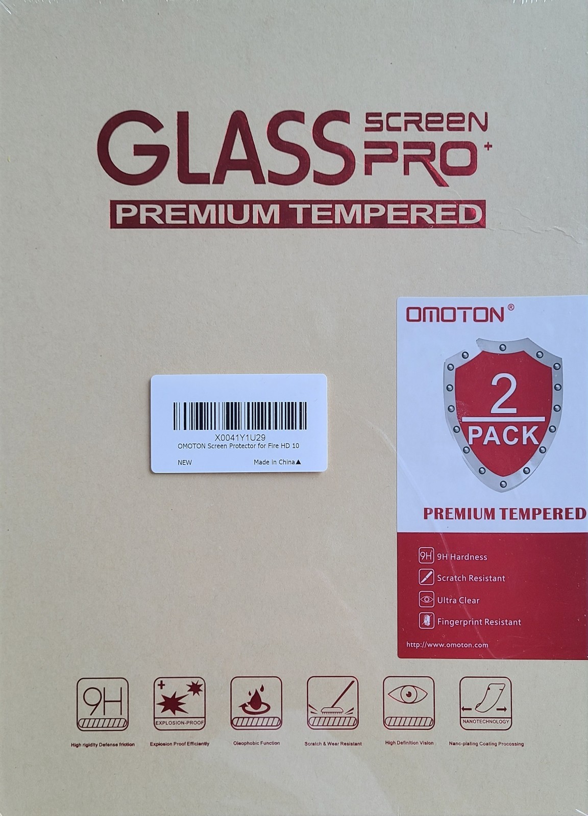 Omoton Screen Protector for Fire HD 10 Glass Screen Pro Premium Tempered 2 Pack