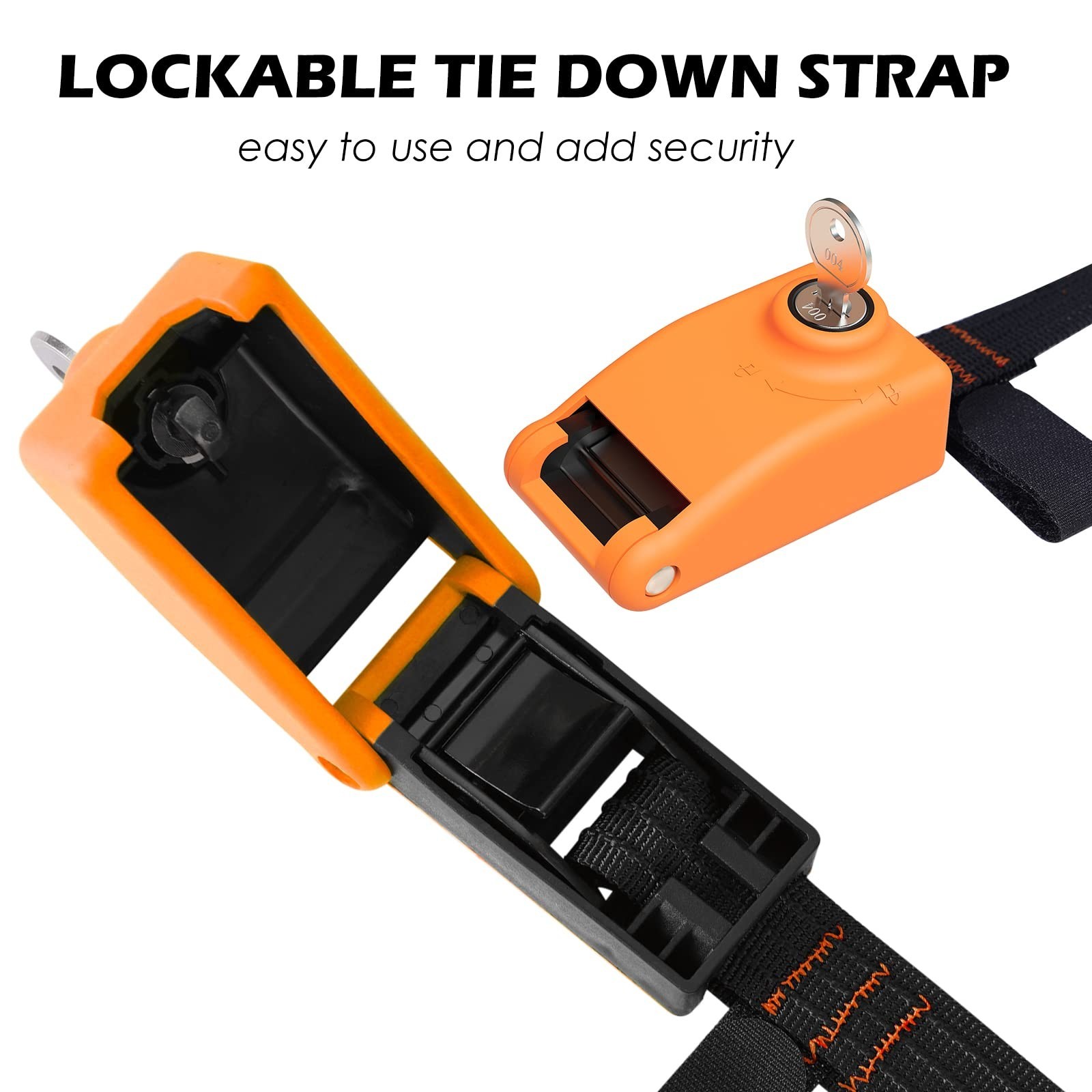 2 Pack Lockable Tie Down Strap, with 3 Stainless Steel Cables, for Lashing Lo...